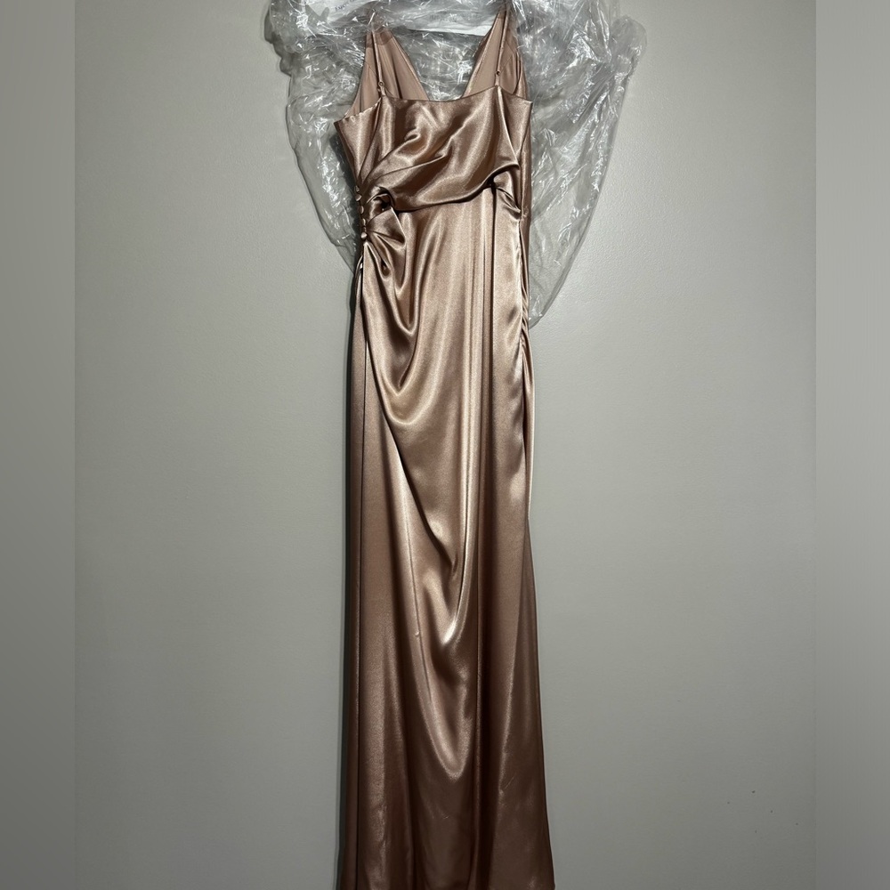 Champagne, gold gown, bridesmaids dress